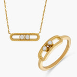 gold 2-bead gliding jewellery stack