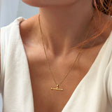 spinning t-bar necklace - gold