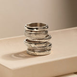 silver spinning woven ring