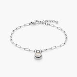 spinning bezel link bracelet - silver