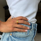 gold minimal pattern anxiety ring