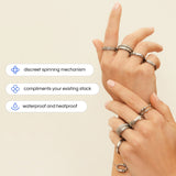 silver 4-bead adjustable anxiety ring